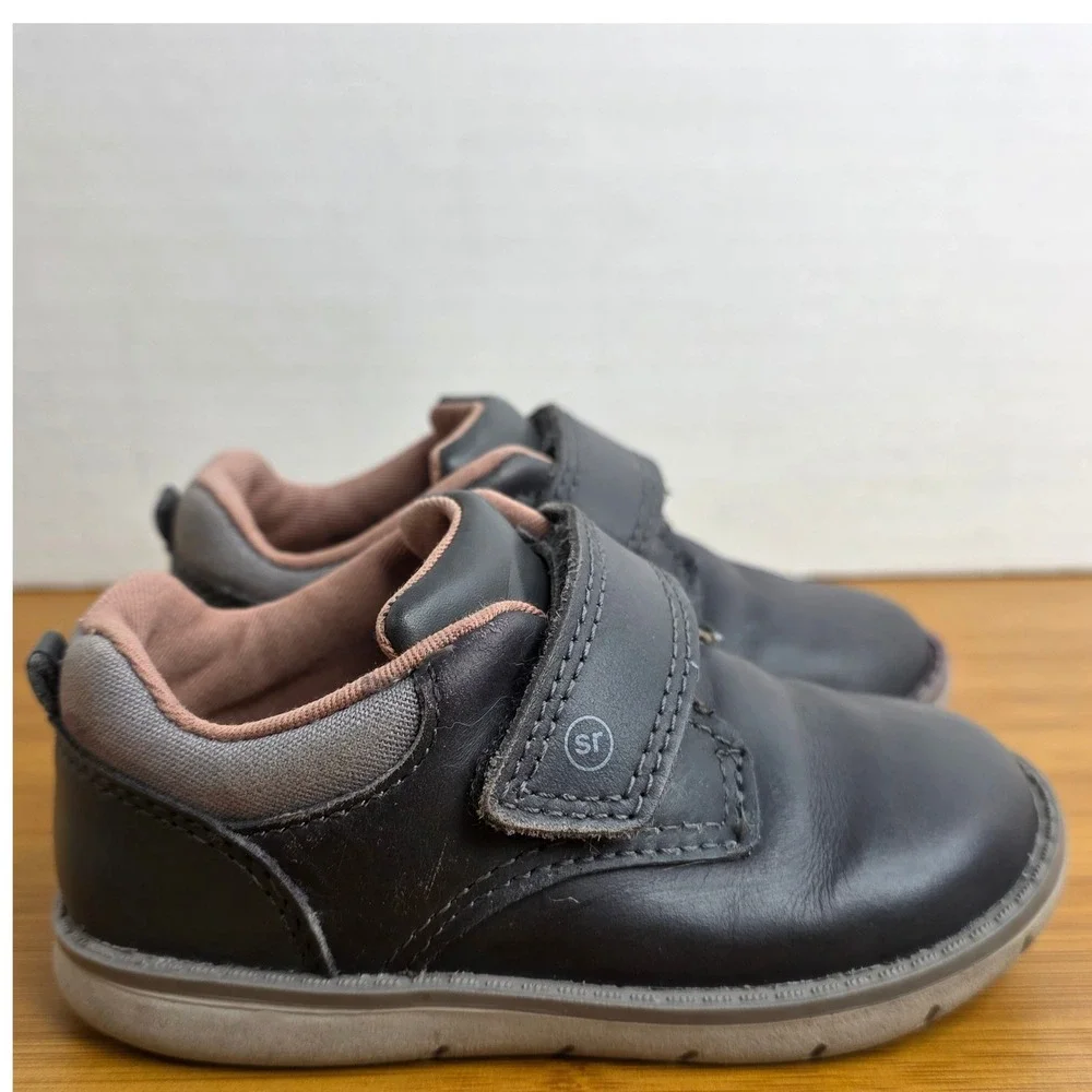 Stride Rite SRT Griffin Boys Gray Leather Sneakers Shoes BB018401 Size 6W